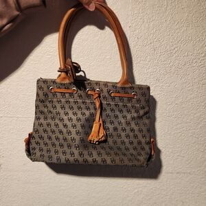 Dooney & Bourke Blue and Tan Monogram Shoulder Bag